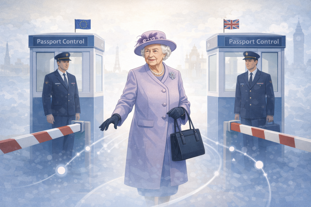 british queen passport and driving licence