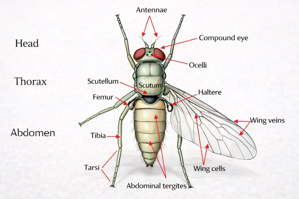 fly anatomy detailed illustration
