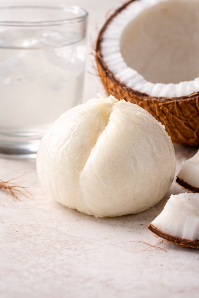 fresh coconut apple and water setup