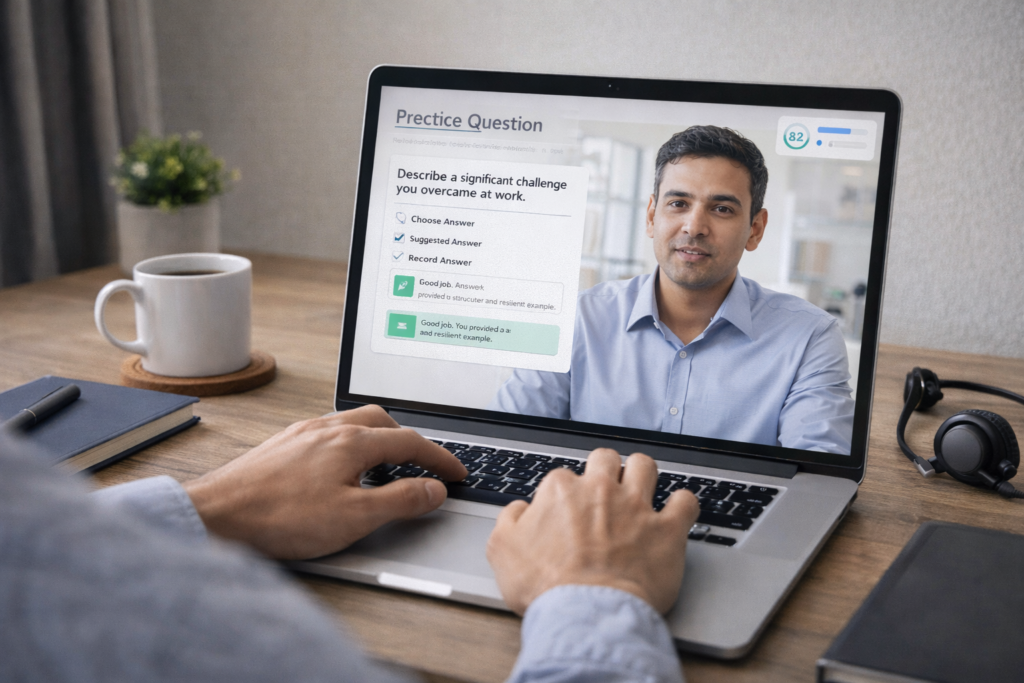 virtual mock interview via laptop