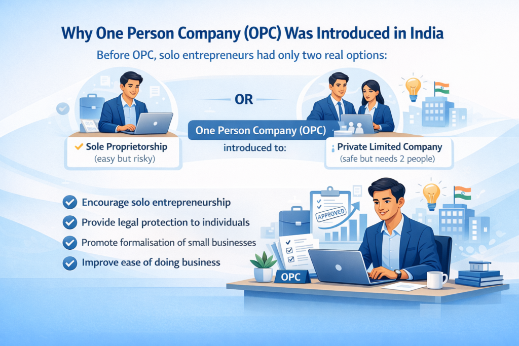 why One Person Company was introduced in india