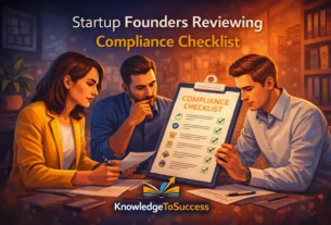 startup founders reviewing compliance checklists