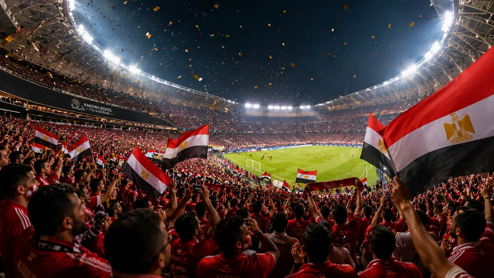 afcon stars celebrating victory under the stadium lights
