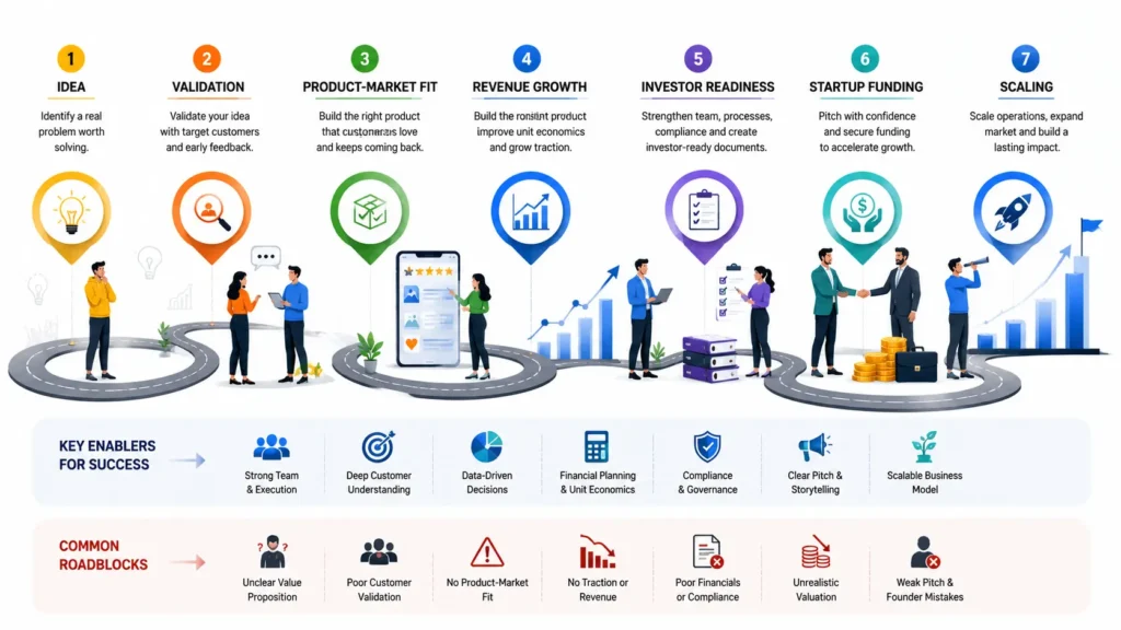 When Is the Right Time to Raise Startup Funding? Startup Funding - startup journey roadmap illustration